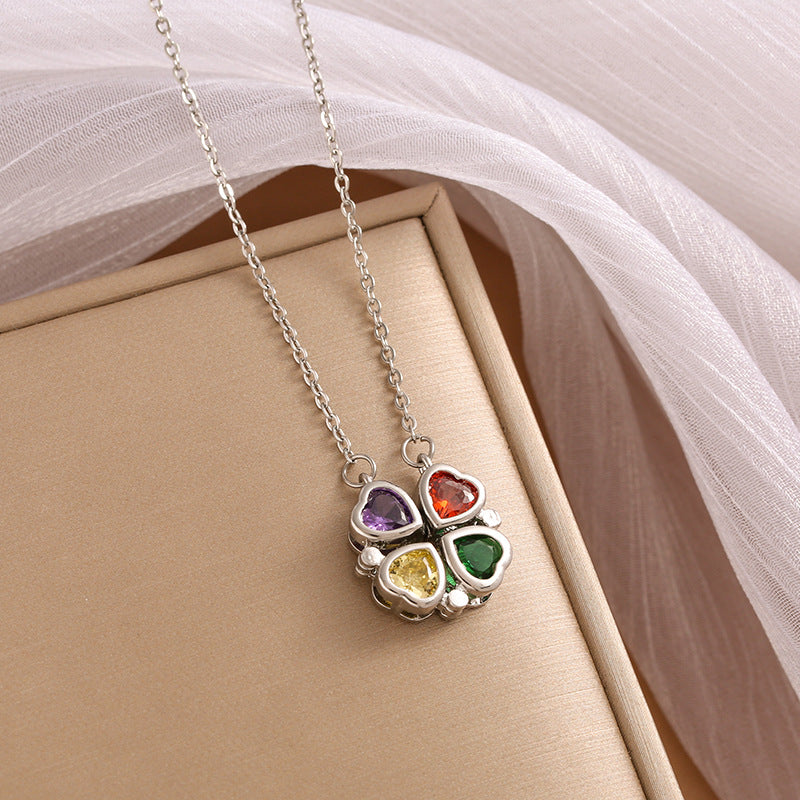 Rainbow Four Leaf Clover Pendant